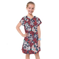 Vintage Day Dead Seamless Pattern Kids  Drop Waist Dress by Bedest