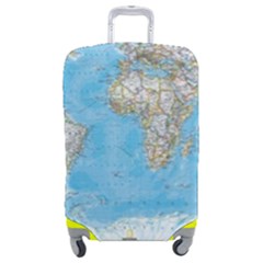 Blue White And Green World Map National Geographic Luggage Cover (medium) by Pakjumat