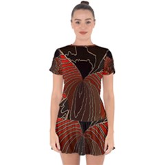 Red Gold Black Voracious Plant Leaf Drop Hem Mini Chiffon Dress by Pakjumat