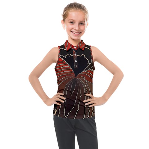 Red Gold Black Voracious Plant Leaf Kids  Sleeveless Polo T-shirt by Pakjumat