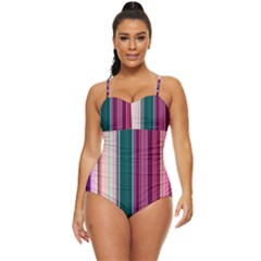 Vertical Line Color Lines Texture Retro Full Coverage Swimsuit by Pakjumat