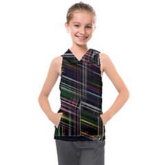 False Prismatic Black Background Kids  Sleeveless Hoodie by Pakjumat