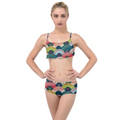 Japanese Fans Bright Pattern Layered Top Bikini Set by Pakjumat