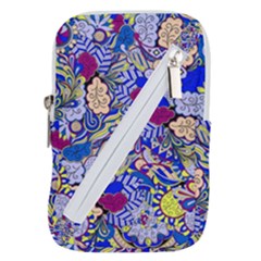 Blue Yellow Background Pattern Vector Texture Paisley Belt Pouch Bag (large) by Pakjumat