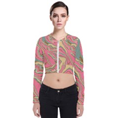 Pattern Glitter Pastel Layer Long Sleeve Zip Up Bomber Jacket by Pakjumat