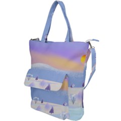 Vector Winter Landscape Sunset Evening Snow Shoulder Tote Bag by Pakjumat