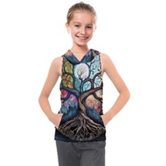 Tree Colourful Kids  Sleeveless Hoodie by Pakjumat