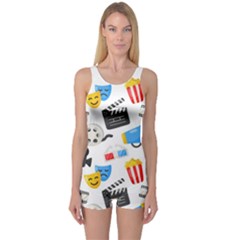 Cinema Icons Pattern Seamless Signs Symbols Collection Icon One Piece Boyleg Swimsuit by Pakjumat