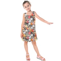 Cute Dog Seamless Pattern Background Kids  Sleeveless Dress