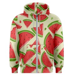 Cute Watermelon Seamless Pattern Men s Zipper Hoodie by Pakjumat