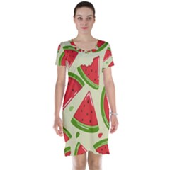 Cute Watermelon Seamless Pattern Short Sleeve Nightdress