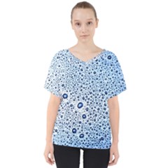 Drop Water Background Macro Splash Rain Drink V-neck Dolman Drape Top by Pakjumat