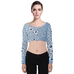 Drop Water Background Macro Splash Rain Drink Velvet Long Sleeve Crop Top by Pakjumat