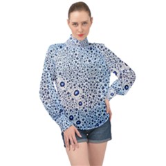 Drop Water Background Macro Splash Rain Drink High Neck Long Sleeve Chiffon Top by Pakjumat