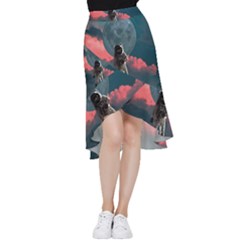 Astronaut Moon Space Nasa Planet Frill Hi Low Chiffon Skirt