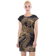 Fantasy Dragon Pentagram Cap Sleeve Bodycon Dress