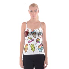 Doodle Cartoon Drawn Cone Food Spaghetti Strap Top by Hannah976