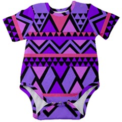 Seamless Purple Pink Pattern Baby Short Sleeve Bodysuit by Hannah976