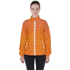 Orange Mosaic Structure Background Women s High Neck Windbreaker by Hannah976