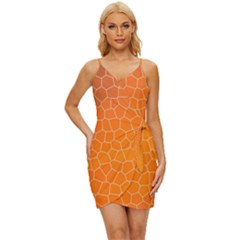 Orange Mosaic Structure Background Wrap Tie Front Dress by Hannah976