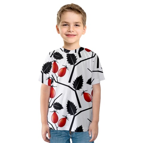 Rose Hip Pattern Branches Autumn Kids  Sport Mesh T-shirt by Hannah976