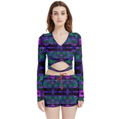 Abstract Pattern Desktop Wallpaper Velvet Wrap Crop Top And Shorts Set