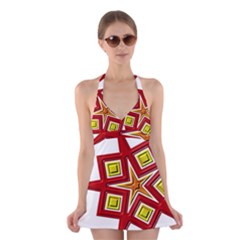 Pattern Tile Decorative Design Star Halter Dress Swimsuit  by Hannah976