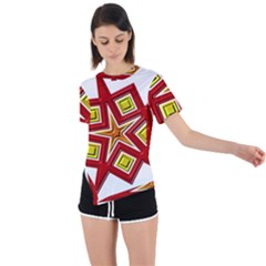 Pattern Tile Decorative Design Star Asymmetrical Short Sleeve Sports T-shirt by Hannah976