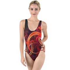 Background Fractal Abstract High Leg Strappy Swimsuit by Hannah976