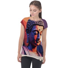 Let That Shit Go Buddha Low Poly (6) Cap Sleeve High Low Top by 1xmerch