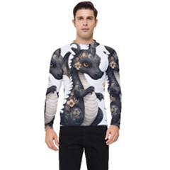 Cute Black Baby Dragon Flowers Painting (7) Men s Long Sleeve Rash Guard by 1xmerch