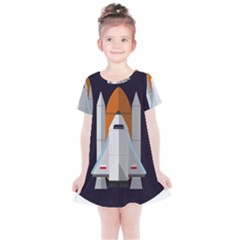 Rocket Space Universe Spaceship Kids  Simple Cotton Dress by Sarkoni