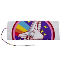 Badge Patch Pink Rainbow Rocket Roll Up Canvas Pencil Holder (s) by Sarkoni