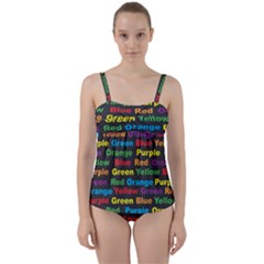 Red Yellow Blue Green Purple Twist Front Tankini Set by Sarkoni