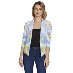 Science Fiction Outer Space Women s Draped Front 3/4 Sleeve Shawl Collar Jacket by Sarkoni
