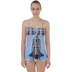 Rocket Shuttle Spaceship Science Babydoll Tankini Top by Sarkoni