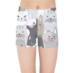 Cute Cats Seamless Pattern Kids  Sports Shorts by Sarkoni