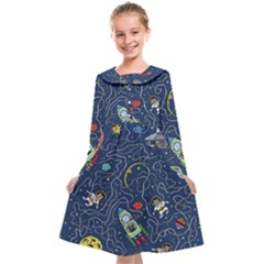 Cat Cosmos Cosmonaut Rocket Kids  Midi Sailor Dress by Grandong