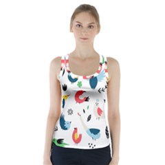 Vector Set Isolates With Cute Birds Scandinavian Style Racer Back Sports Top by Apen