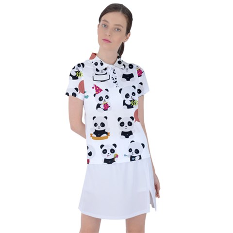 Playing Pandas Cartoons Women s Polo T-shirt by Apen