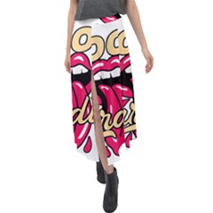 Music Hip Hop Text Black White 3d Velour Split Maxi Skirt by Sarkoni