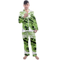 Monster Truck Illustration Green Car Men s Long Sleeve Satin Pajamas Set