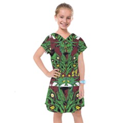 Zombie Star Monster Green Monster Kids  Drop Waist Dress by Sarkoni