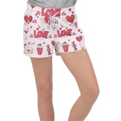 Hand Drawn Valentines Day Element Collection Women s Velour Lounge Shorts by Bedest