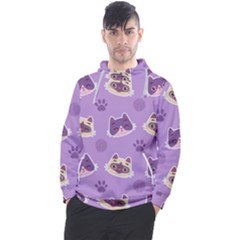 Cute Colorful Cat Kitten With Paw Yarn Ball Seamless Pattern Men s Pullover Hoodie by Bedest