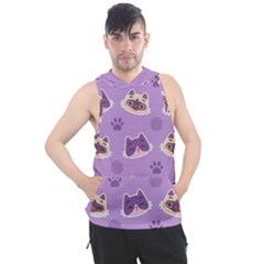 Cute Colorful Cat Kitten With Paw Yarn Ball Seamless Pattern Men s Sleeveless Hoodie by Bedest