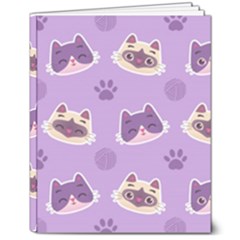 Cute Colorful Cat Kitten With Paw Yarn Ball Seamless Pattern 8  X 10  Hardcover Notebook by Bedest