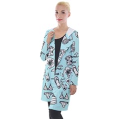 June Doodle Tropical Beach Sand Hooded Pocket Cardigan by Apen