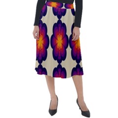 Flower Pattern Design Seamless Classic Velour Midi Skirt  by Ravend