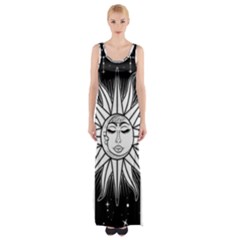 Sun Moon Star Universe Space Thigh Split Maxi Dress by Ravend